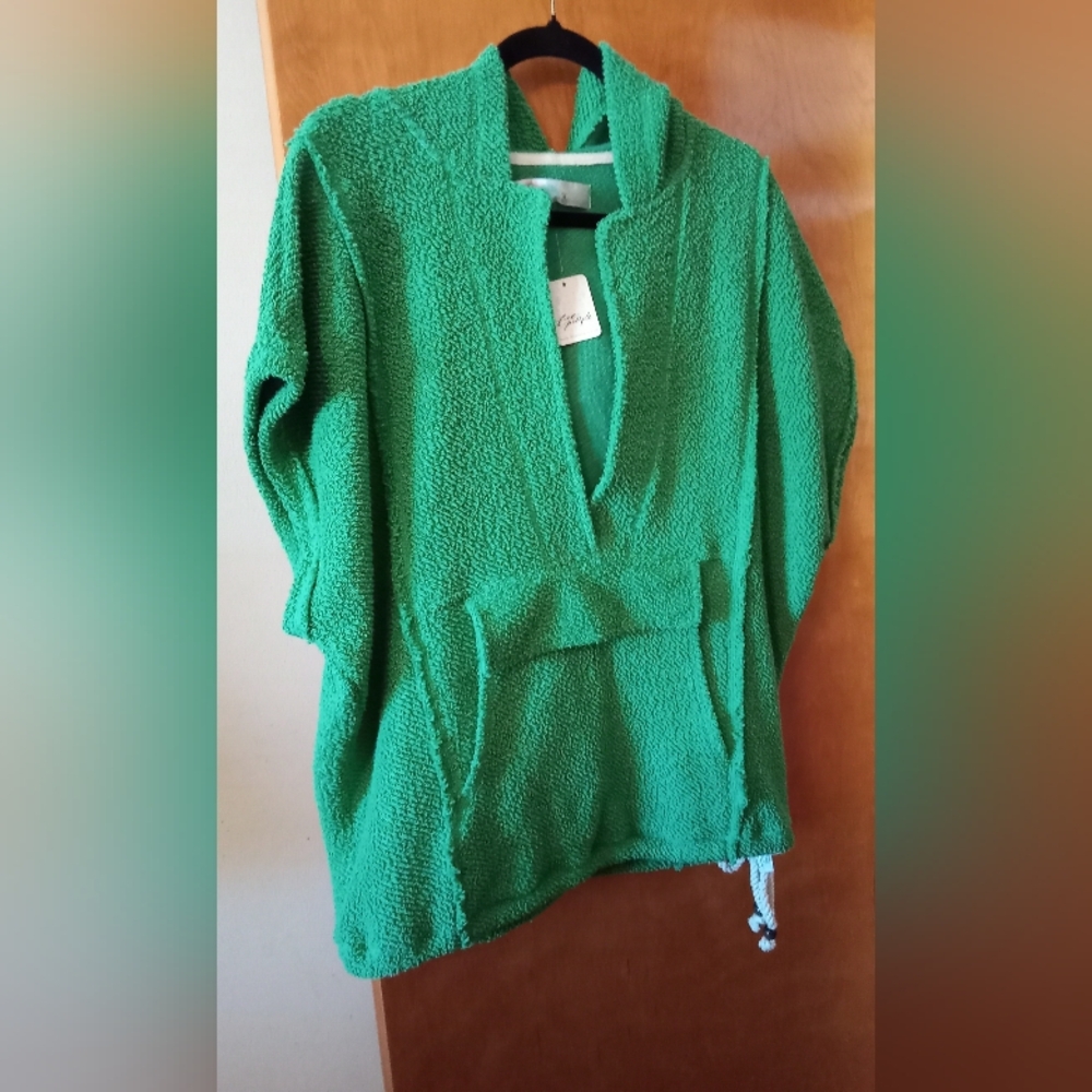 FP Movement by Free People Beach Leon French Terry Hoodie Green Blouse